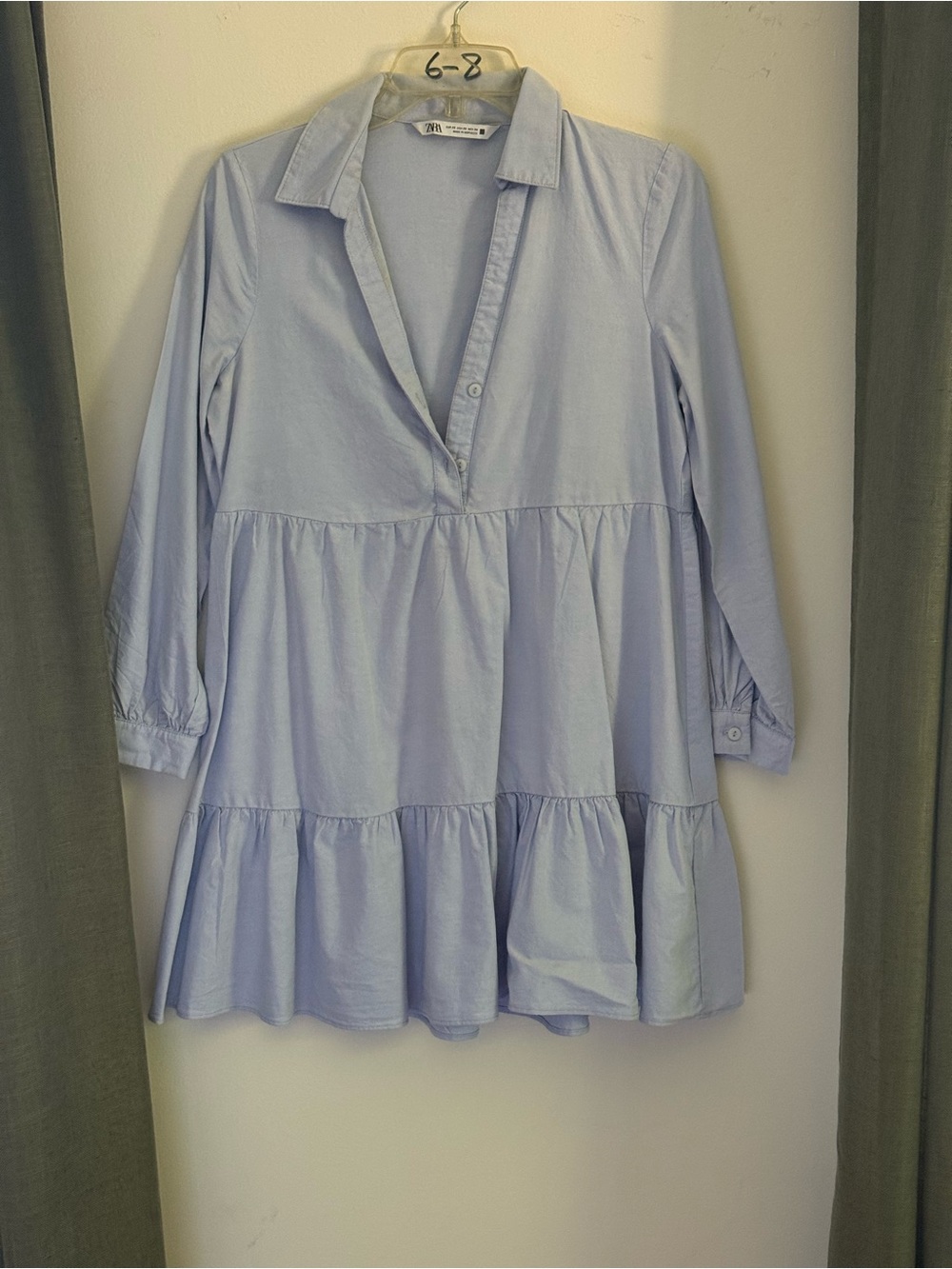 Zara Light Blue Tiered Mini Dress